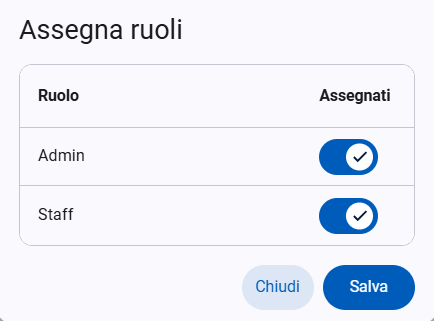 Gestione Ruoli Utenti Interface